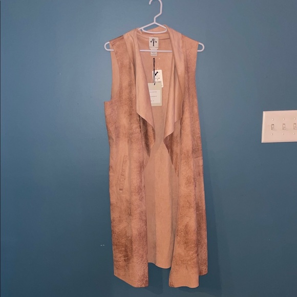Rain + Rose Jackets & Blazers - NWT faux suede Sleeveless Waterfall Vest